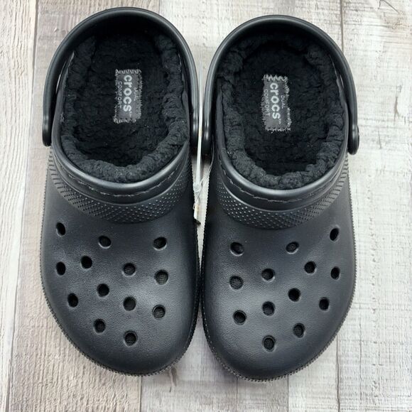 Crocs Classic Lined Clogs Little Kids PS Size 13 Slip On Shoes Sandals Black - Picture 4 of 11